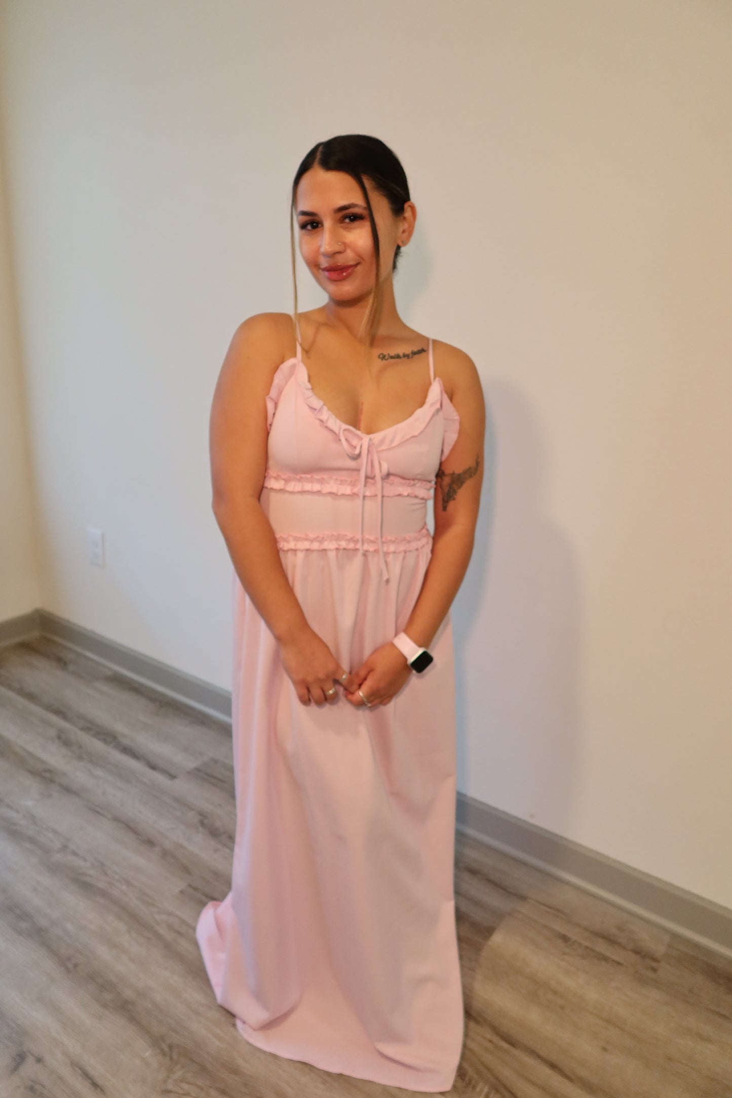 Pink Charming Ruffled Dress