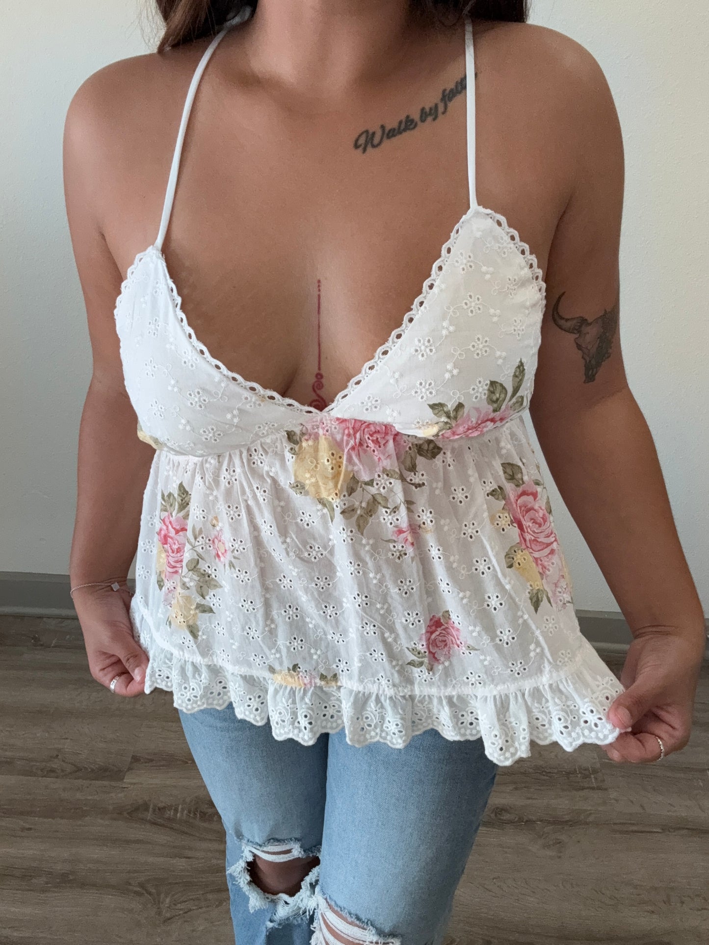Floral Eyelet Top