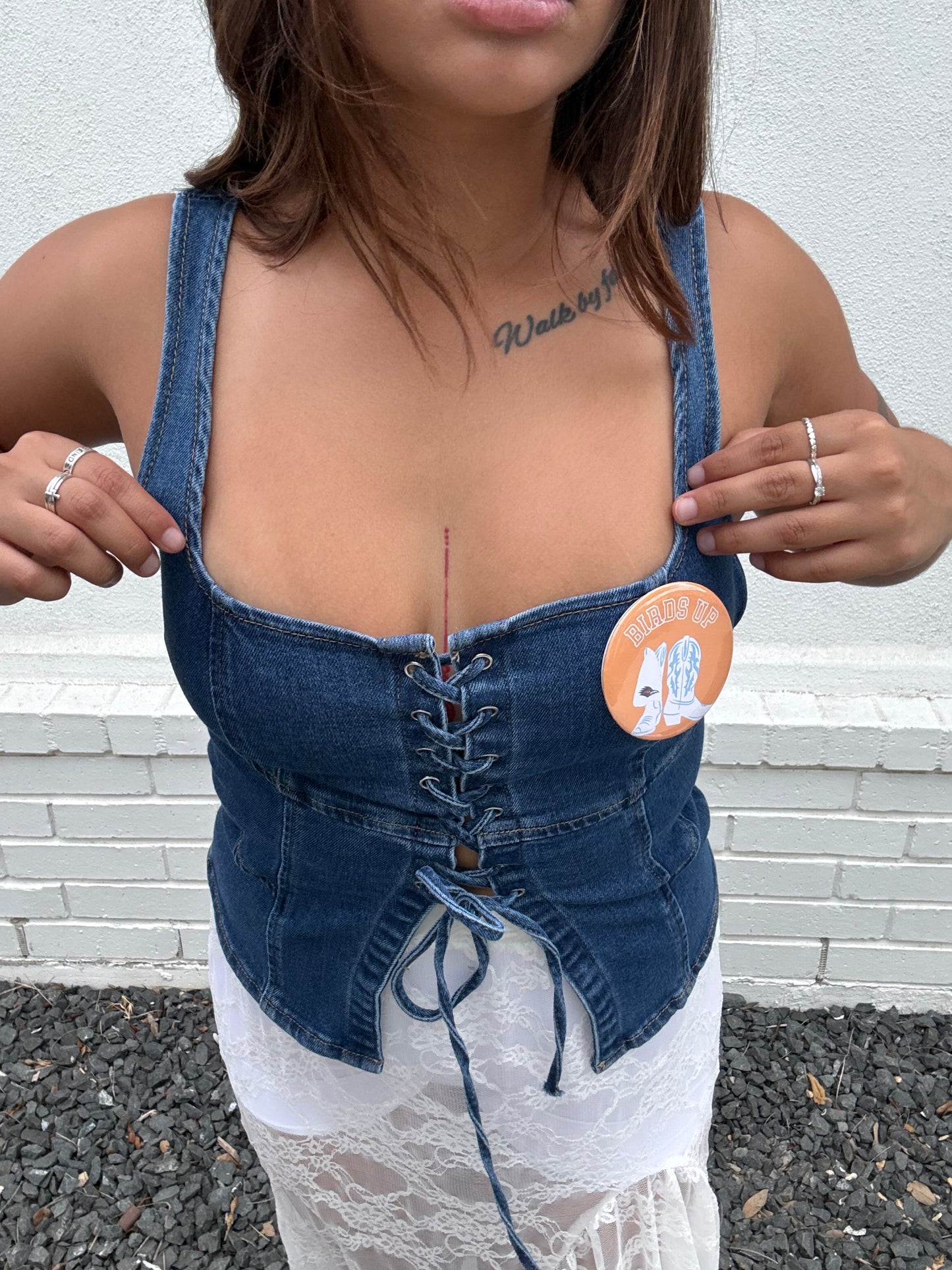 Denim Lace Up Corset Top