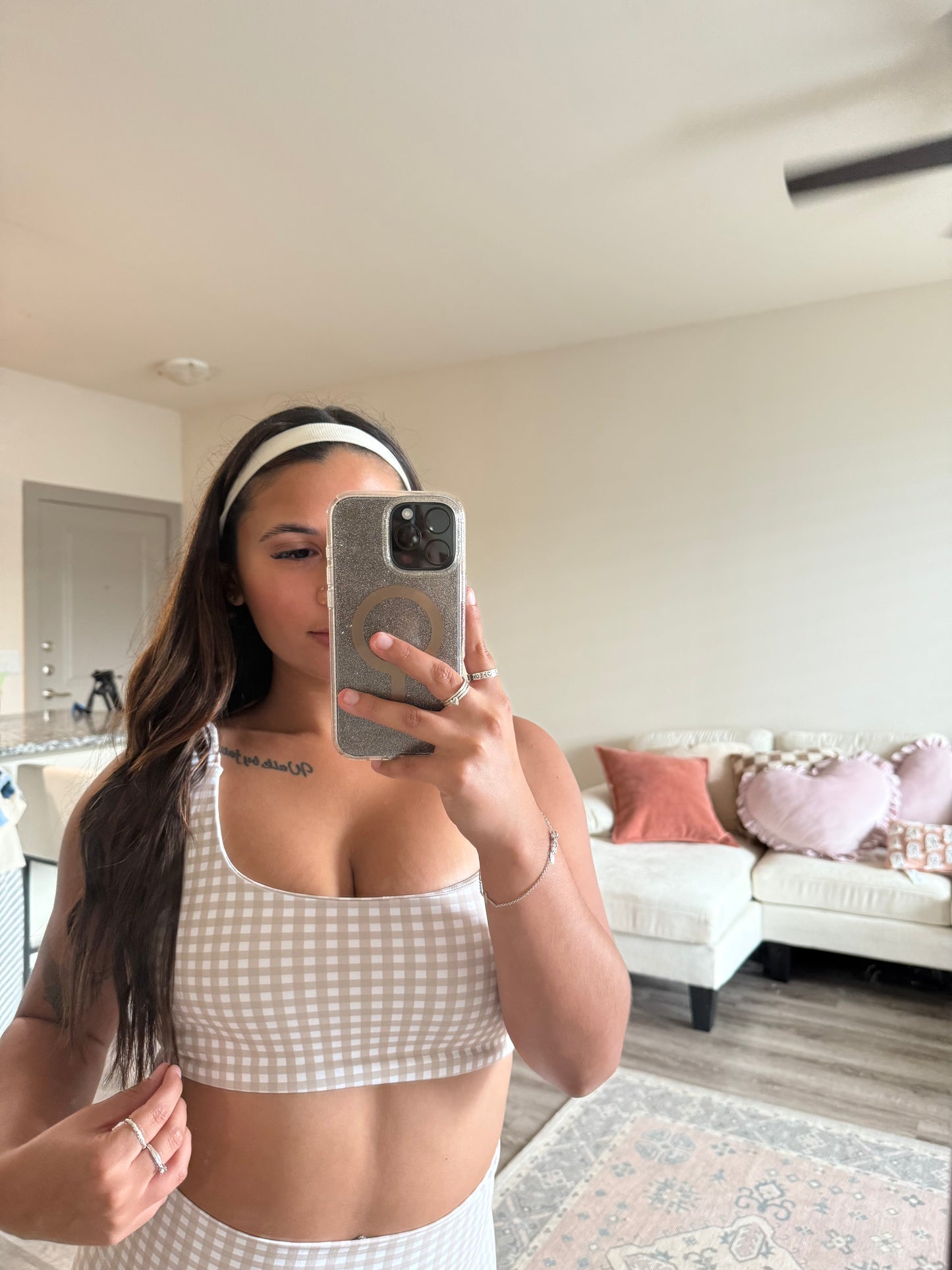 Gingham Two- Piece Athleisure Set