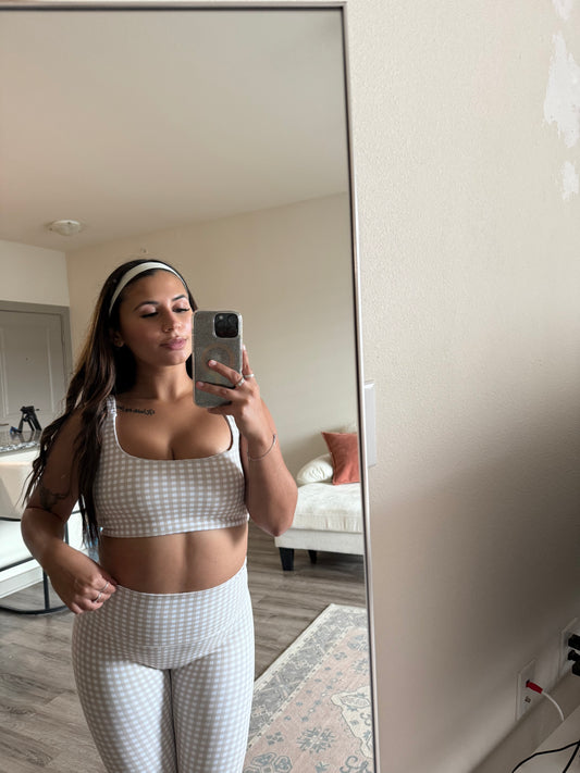 Gingham Two- Piece Athleisure Set