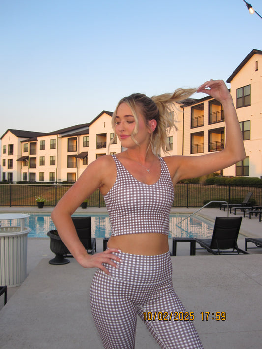 Brown Gingham Two - Piece Set