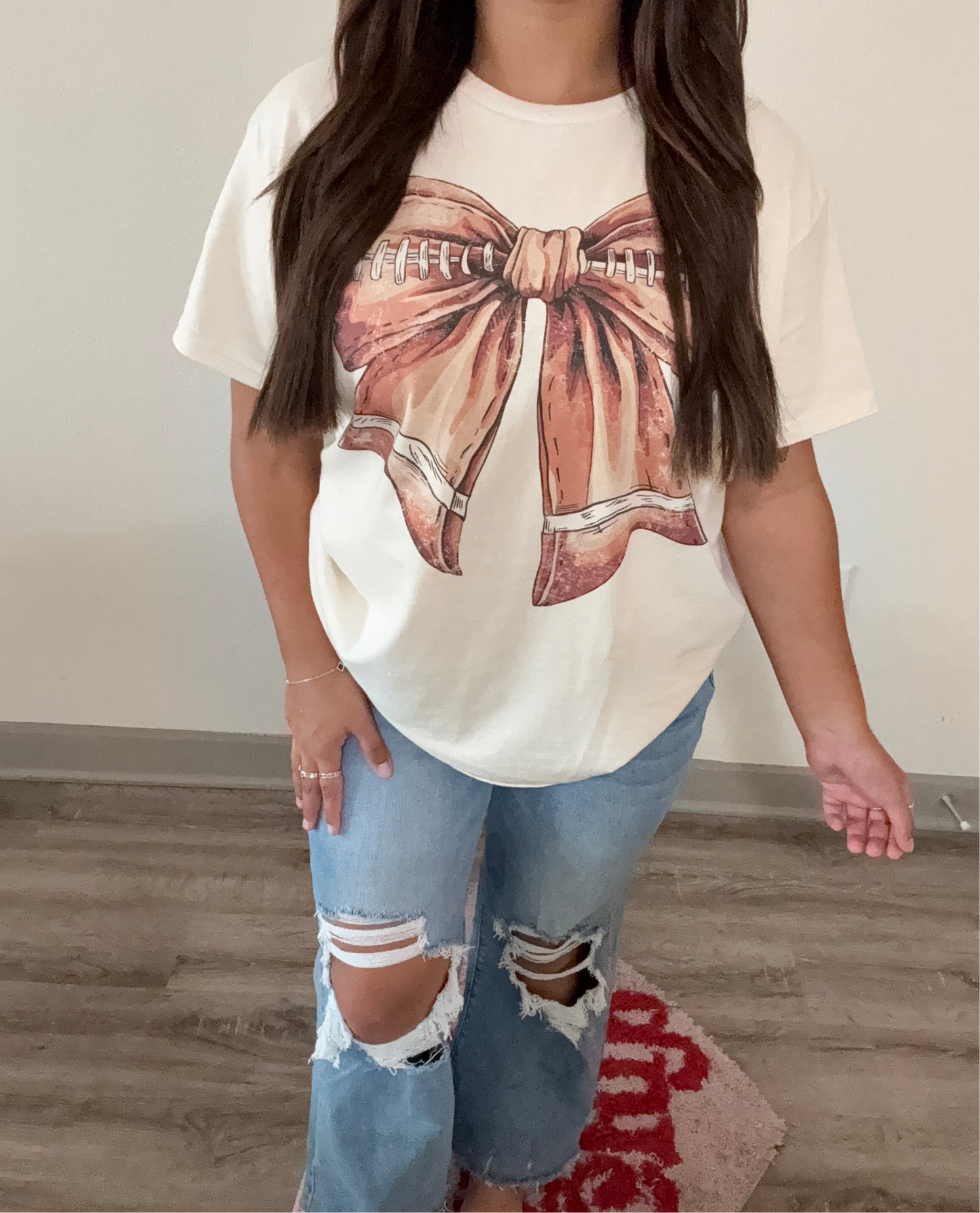 Football Bow Oversized Graphic Tee