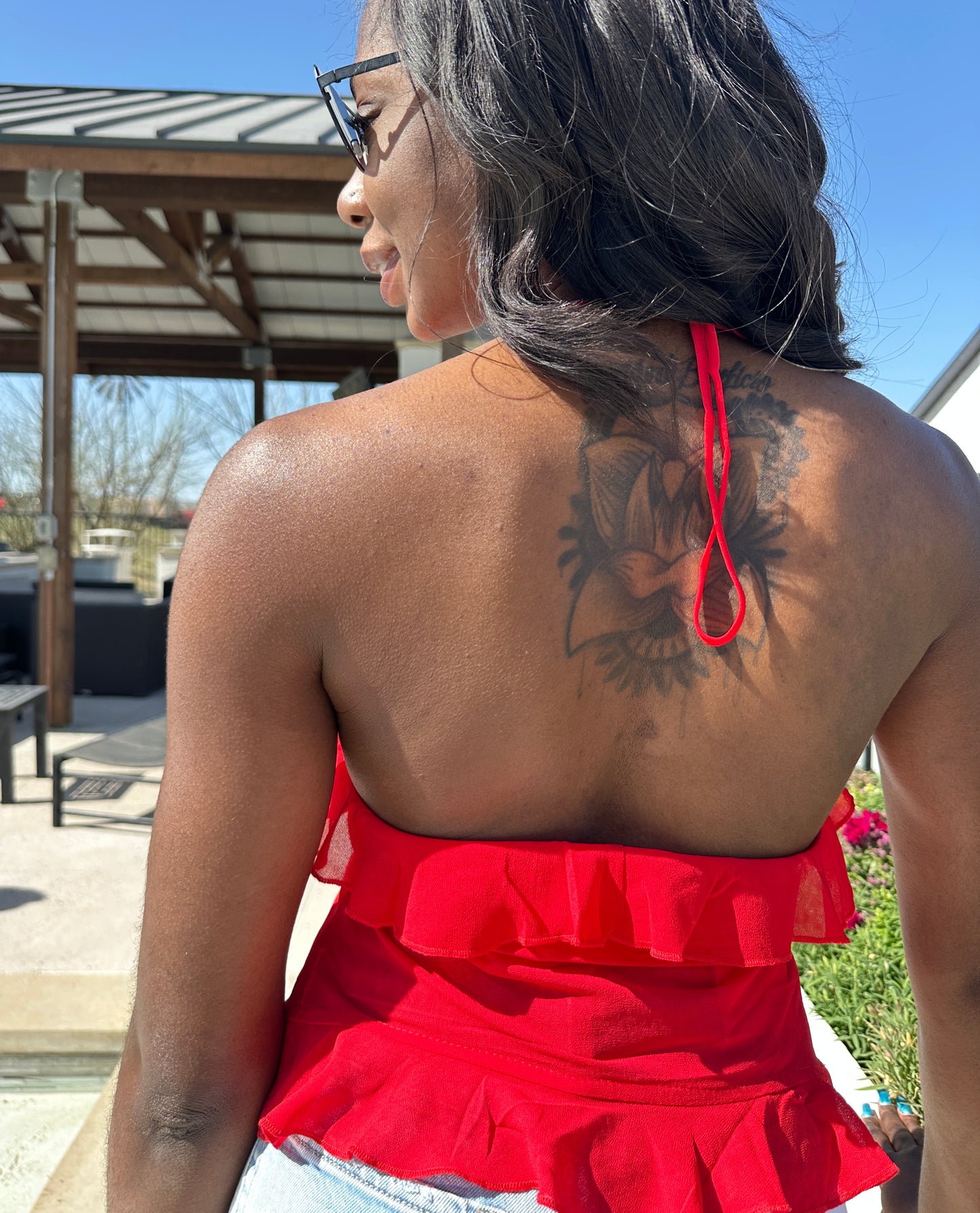 Red Roset Chiffon Top