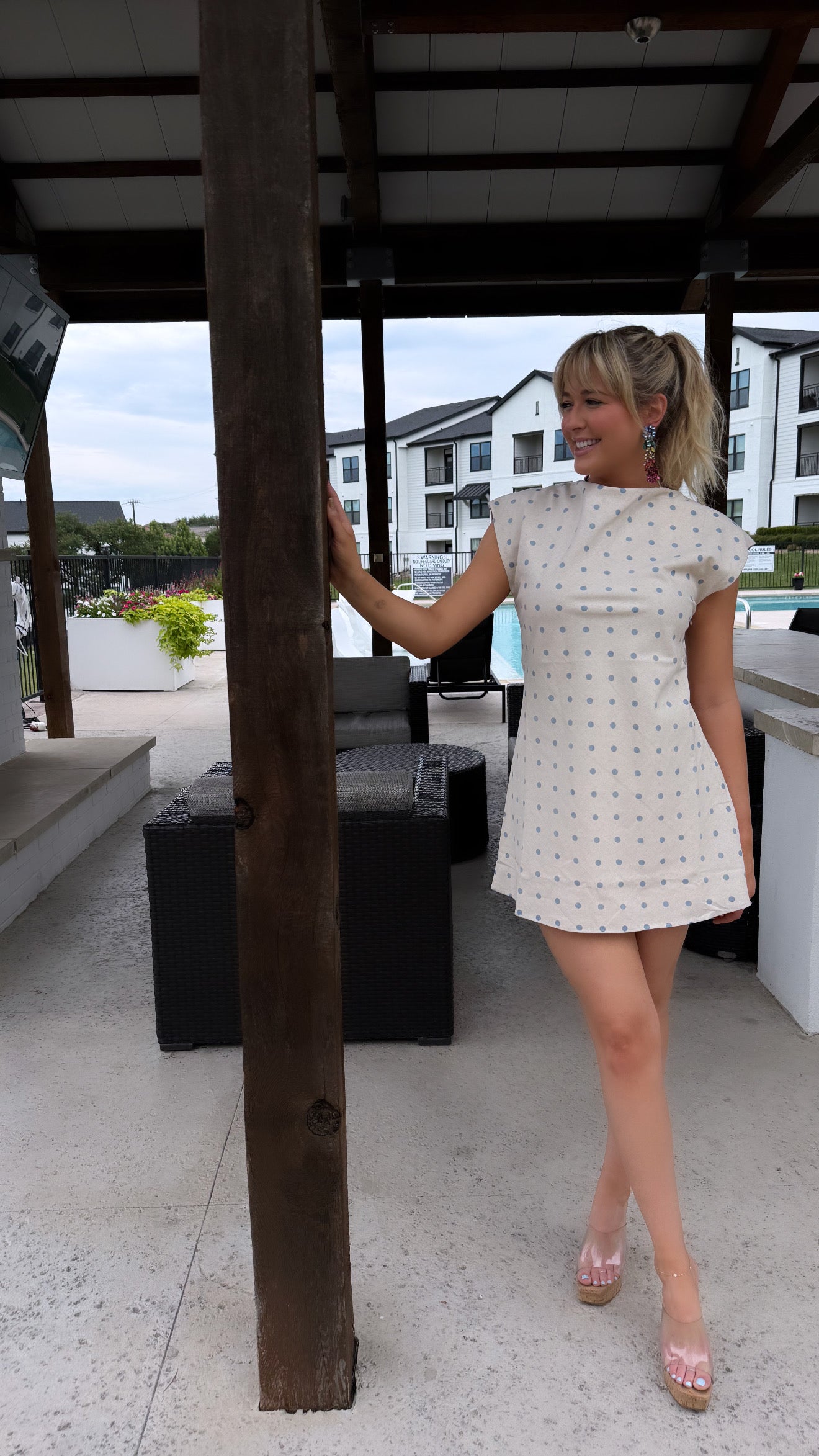Polka Dot MockNeck Mini Dress