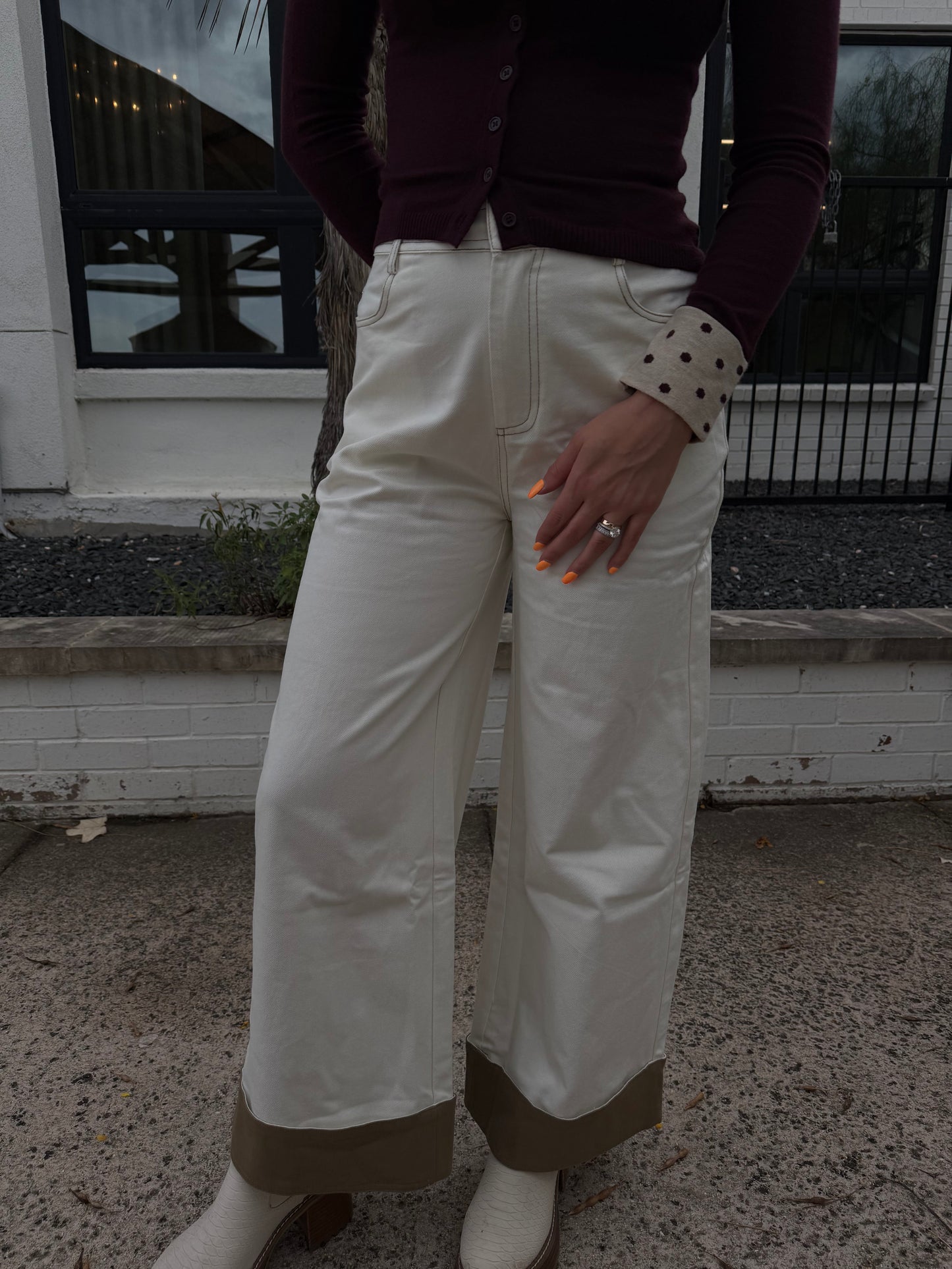 Contrast Cuff Pants