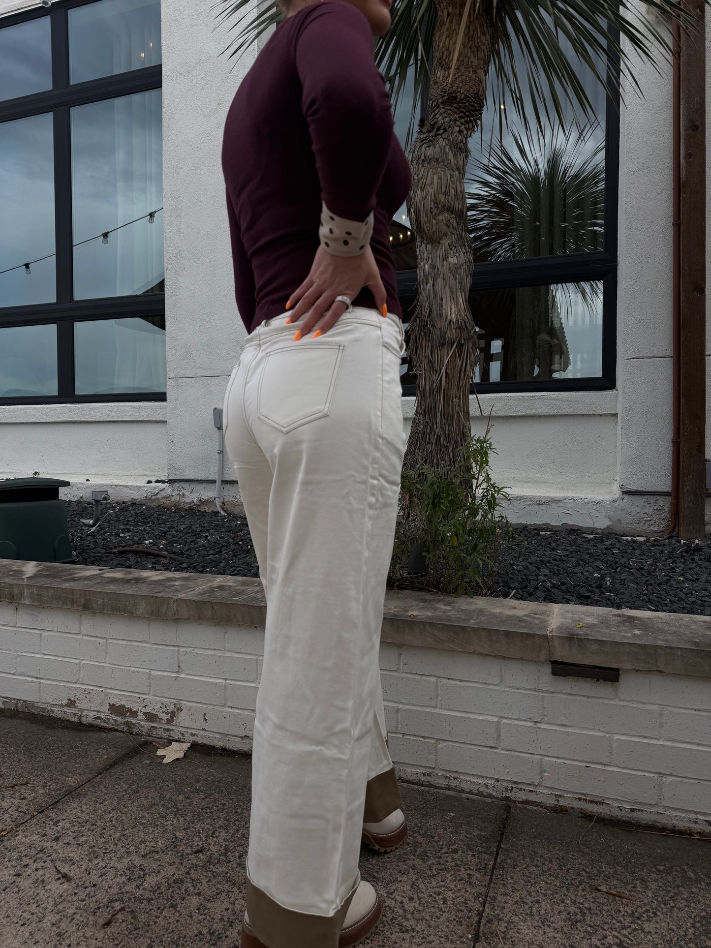 Contrast Cuff Pants