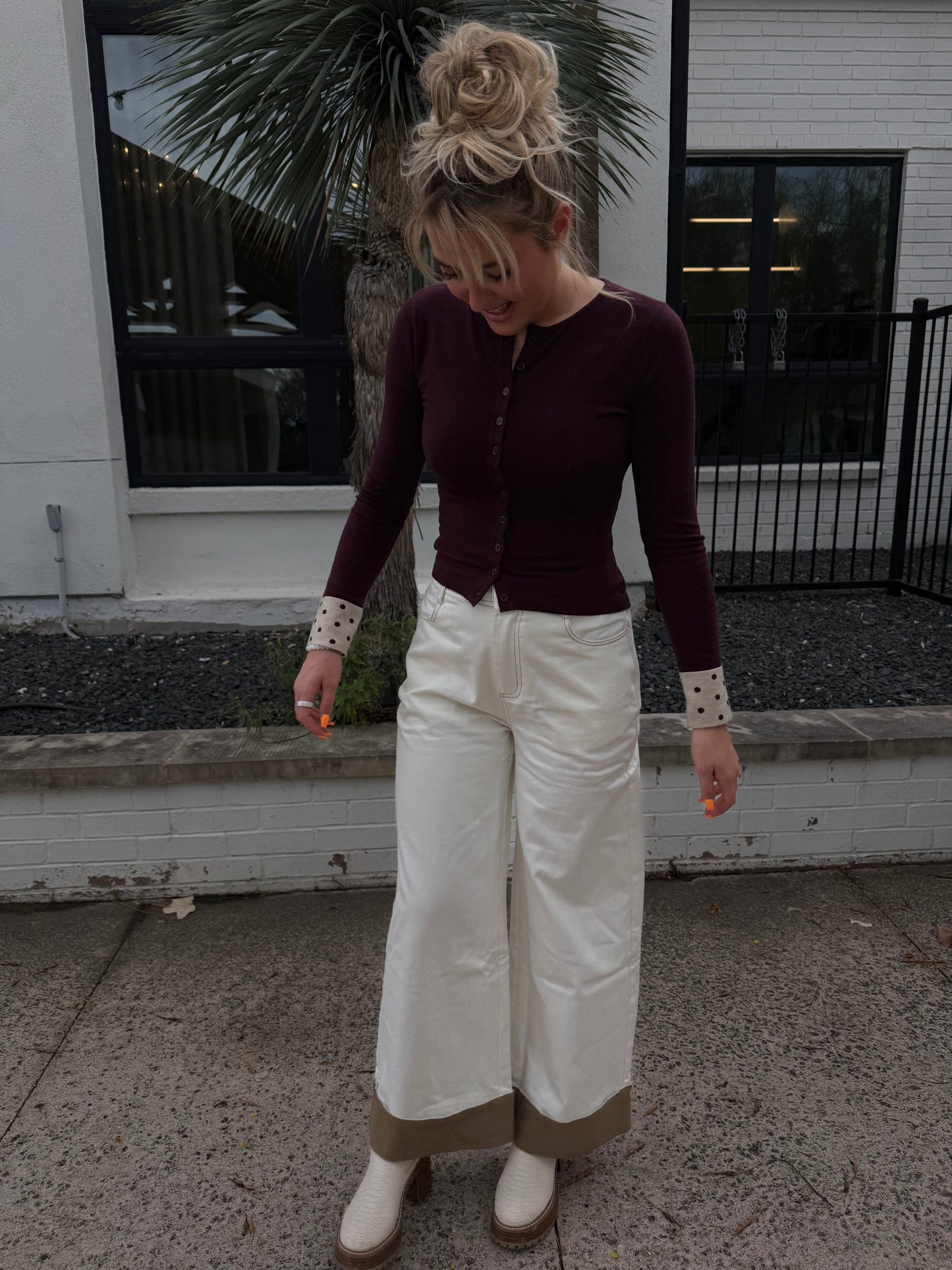 Contrast Cuff Pants