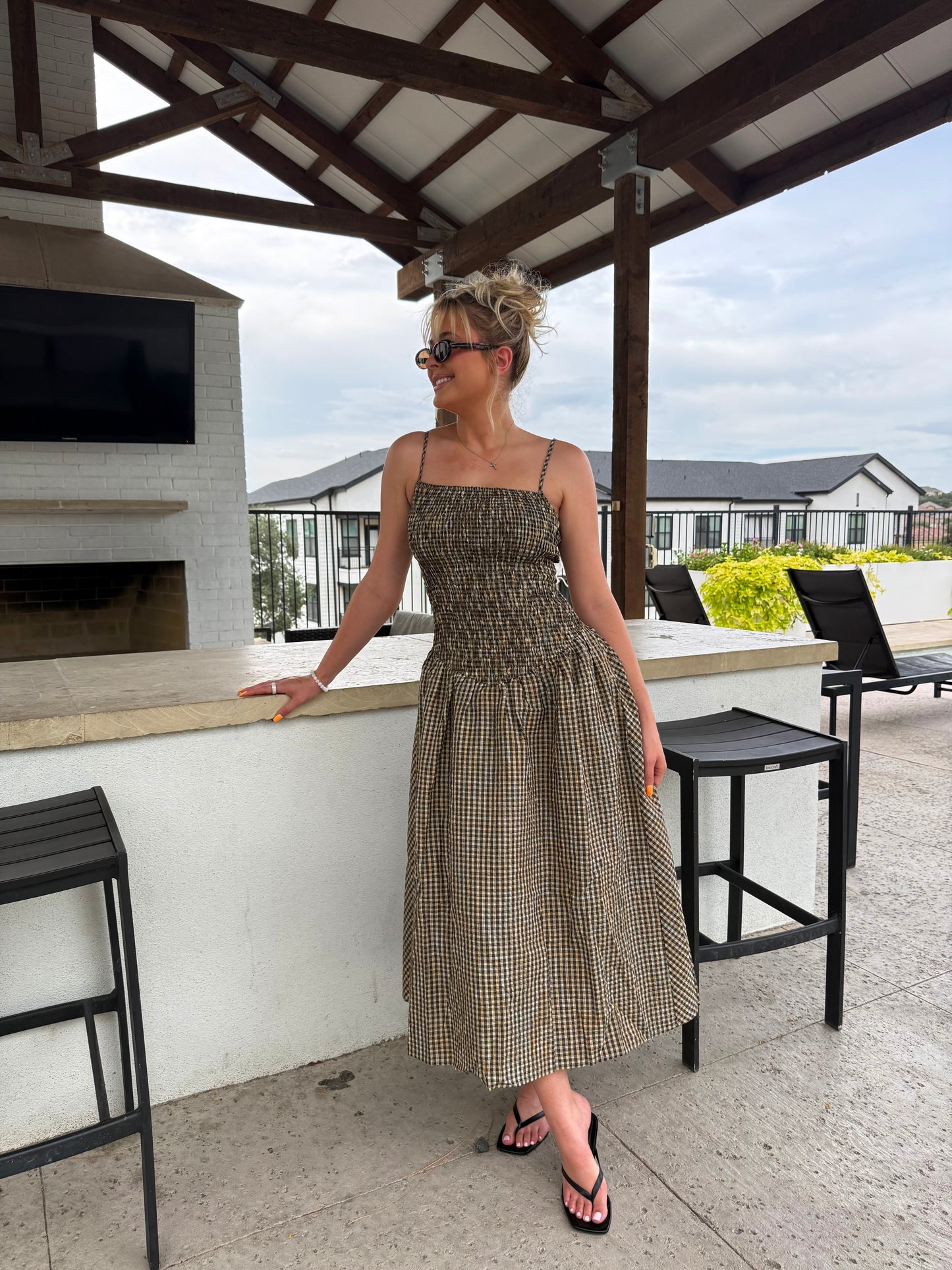 Harvest Gingham Midi Dress