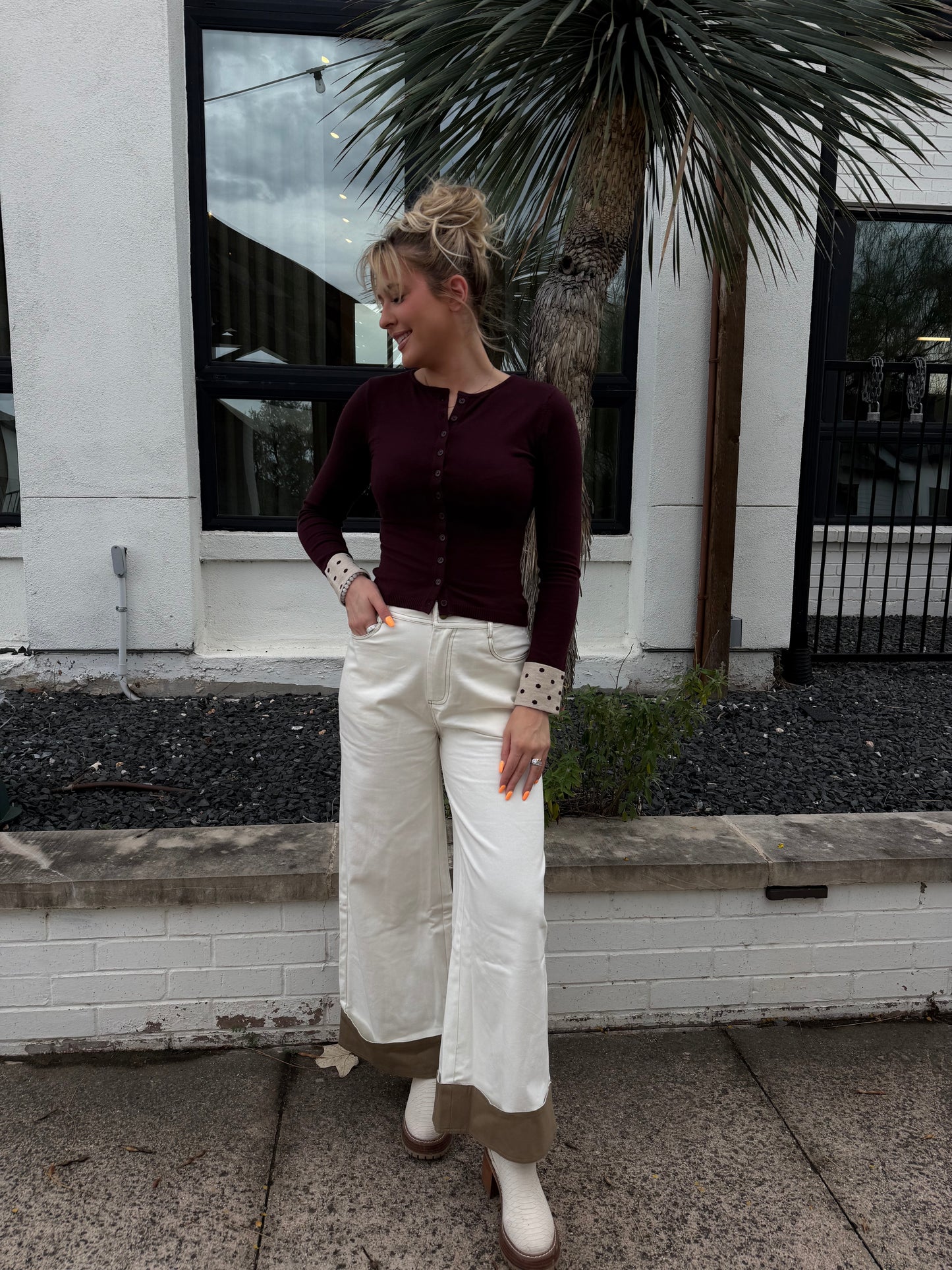 Contrast Cuff Pants