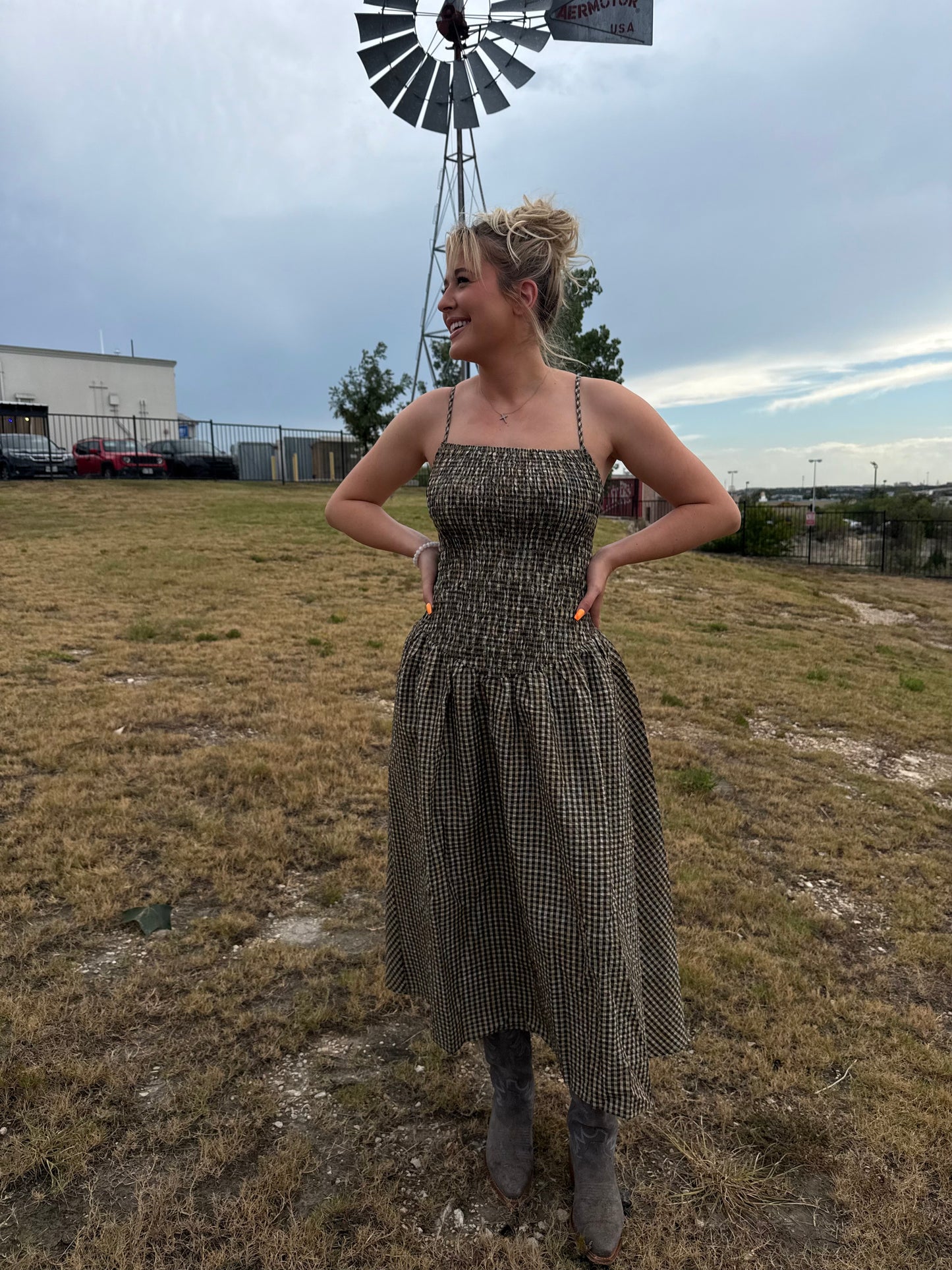 Harvest Gingham Midi Dress
