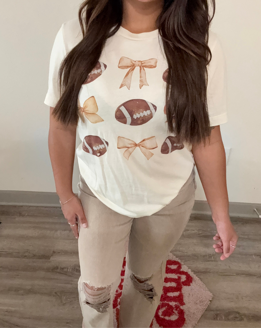Bows & Football Graphic Tee