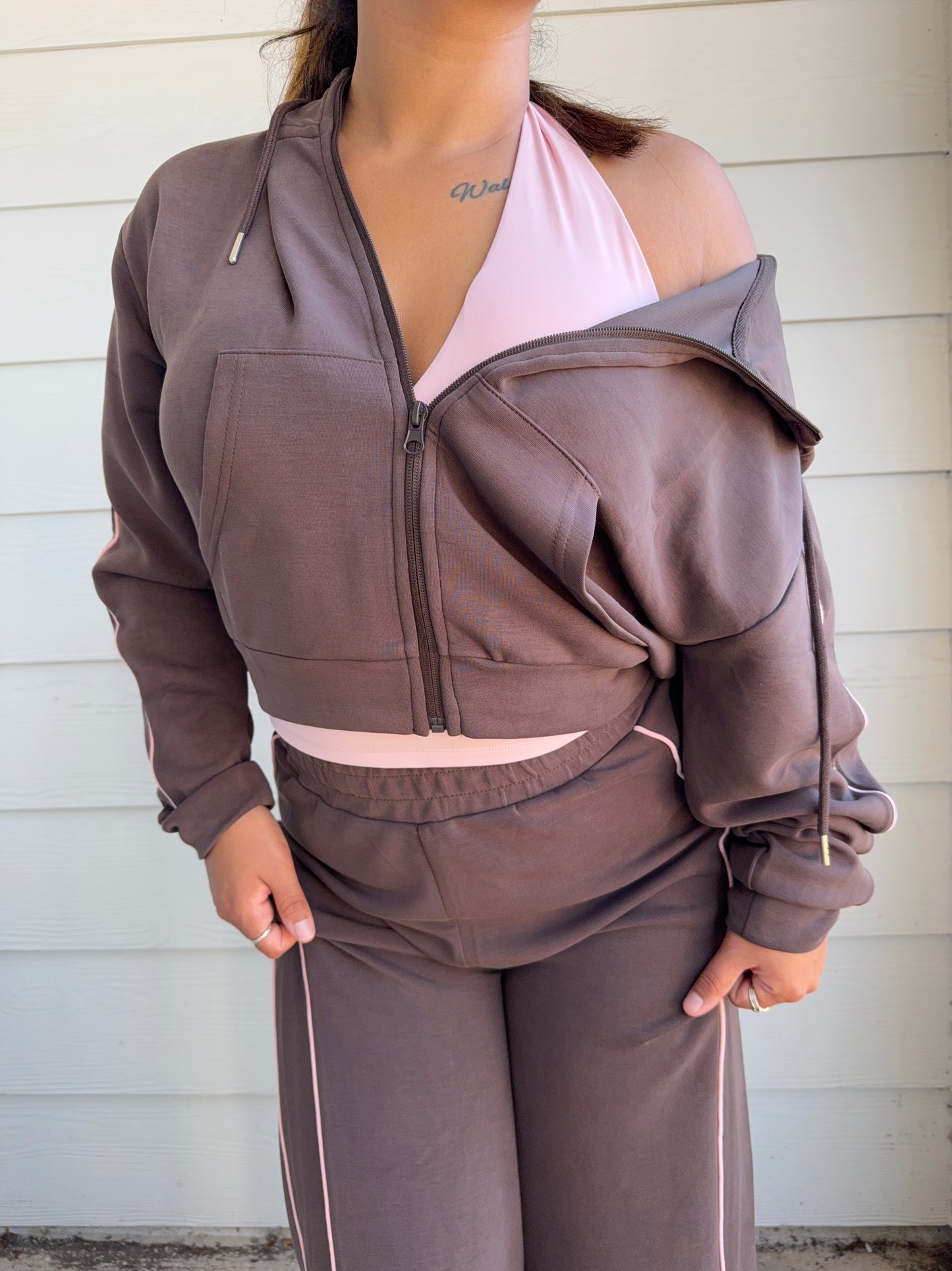 Chocolate Chai Zip- Up Scuba Hoodie