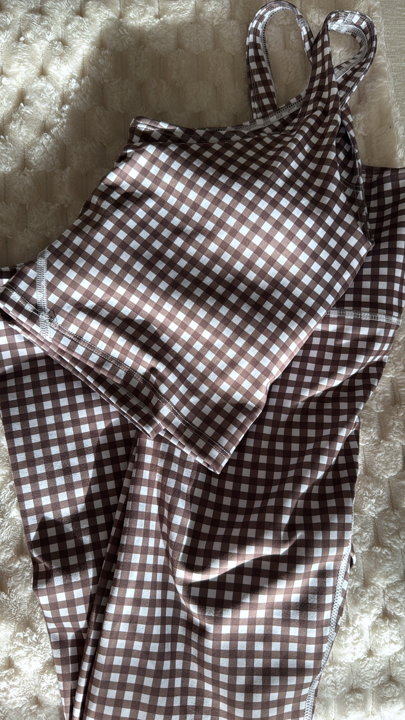 Brown Gingham Two - Piece Set